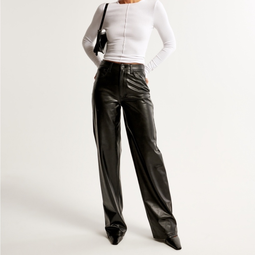 NWT A&F Black Vegan Leather Pants. Size 26S
